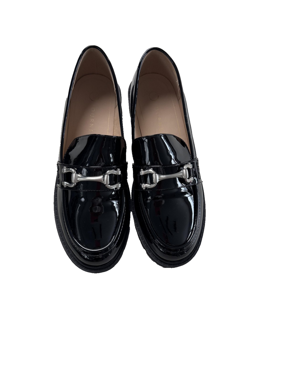 Journee Jessamey Shoes Womens Size 7.5 Patent Loafer Lug Sole Chunky Slip-On